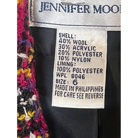 Jennifer Moore Blazer Women 6 Pink Wool Plaid Academia Preppy Old Money Retro - Picture 13 of 16